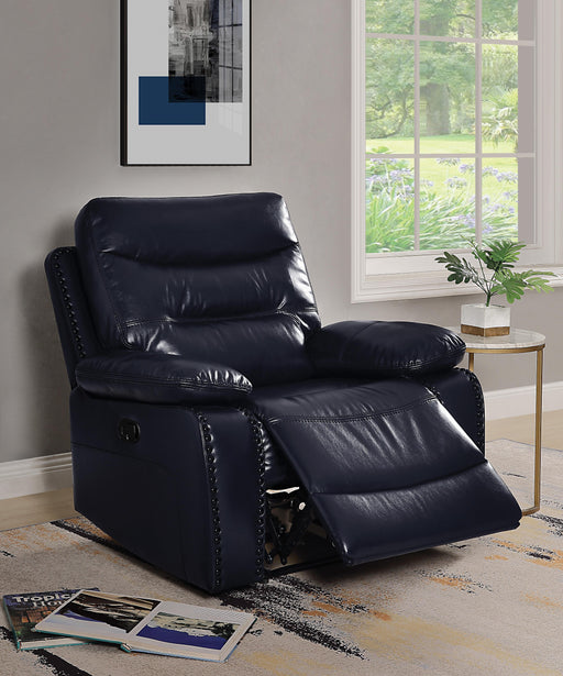 Aashi Navy Leather-Gel Match Recliner (Motion) - Imperial Furniture (Las Vegas, NV) - Multi Location