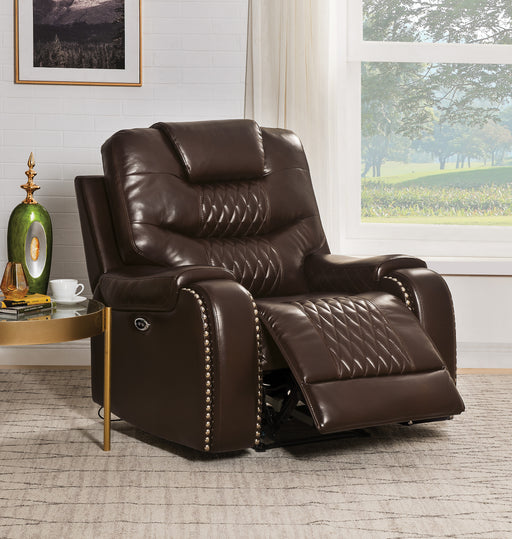 Braylon Brown PU Recliner (Power Motion) - Imperial Furniture (Las Vegas, NV) - Multi Location