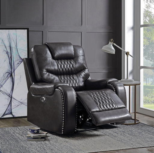 Braylon Magnetite PU Recliner (Power Motion) - Imperial Furniture (Las Vegas, NV) - Multi Location