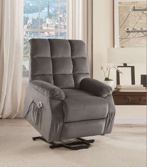 Ipompea Gray Velvet Recliner w/Power Lift & Massage - Imperial Furniture (Las Vegas, NV) - Multi Location