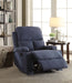Rosia Blue Velvet Recliner (Motion) - Imperial Furniture (Las Vegas, NV) - Multi Location