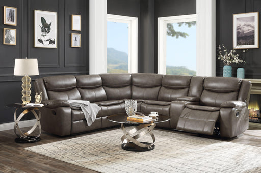 Tavin Taupe Leather-Aire Match Sectional Sofa (Motion) - Imperial Furniture (Las Vegas, NV) - Multi Location