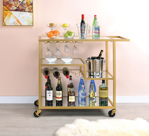 Adamsen Champagne & Mirror Serving Cart - Imperial Furniture (Las Vegas, NV) - Multi Location