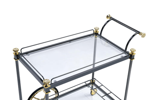 Cyrus Black/Gold & Clear Glass Serving Cart - Imperial Furniture (Las Vegas, NV) - Multi Location