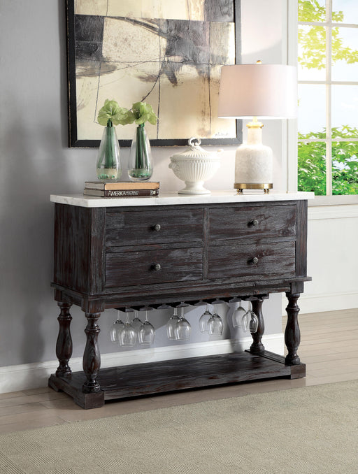 Gerardo White Marble & Weathered Espresso Server - Imperial Furniture (Las Vegas, NV) - Multi Location
