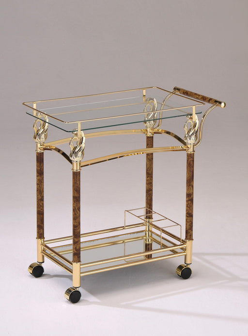 Helmut Gold Plated & Clear Glass - Tempered Serving Cart - Imperial Furniture (Las Vegas, NV) - Multi Location
