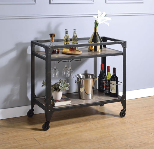 Jorgensen Rustic Oak & Charcoal Serving Cart - Imperial Furniture (Las Vegas, NV) - Multi Location