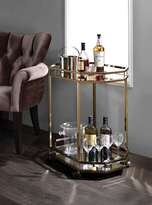 Lacole Champagne & Mirror Serving Cart - Imperial Furniture (Las Vegas, NV) - Multi Location