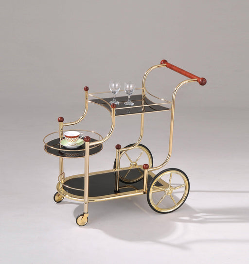 Lacy Gold Plated & Black Glass Serving Cart - Imperial Furniture (Las Vegas, NV) - Multi Location