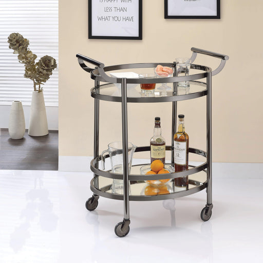 Lakelyn Black Nickel & Clear Glass Serving Cart - Imperial Furniture (Las Vegas, NV) - Multi Location