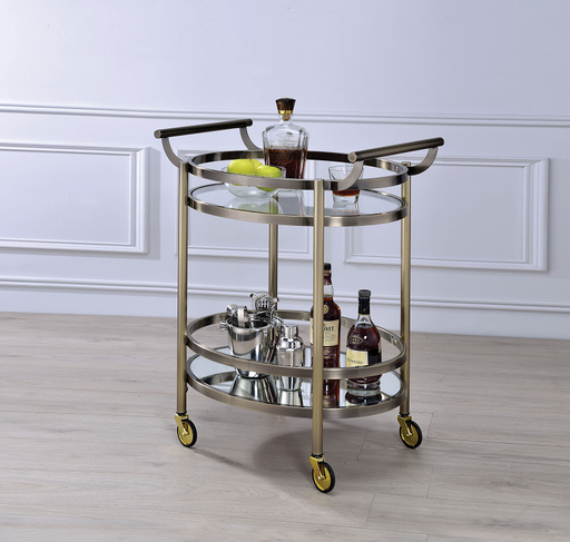 Lakelyn Brushed Bronze & Clear Glass Serving Cart - Imperial Furniture (Las Vegas, NV) - Multi Location