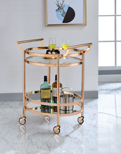 Lakelyn Rose Gold & Clear Glass Serving Cart - Imperial Furniture (Las Vegas, NV) - Multi Location