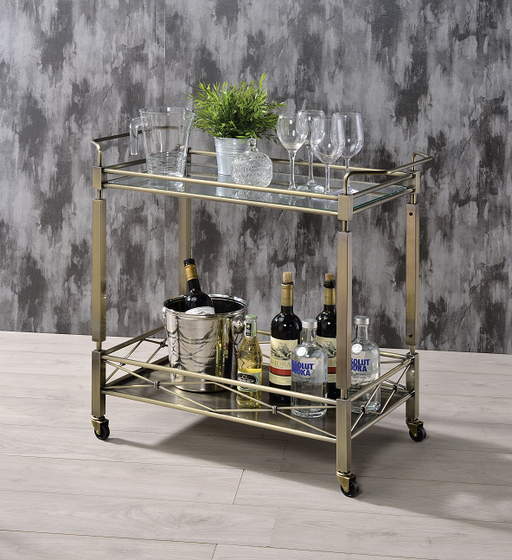 Matiesen Antique Gold & Clear Glass Serving Cart - Imperial Furniture (Las Vegas, NV) - Multi Location