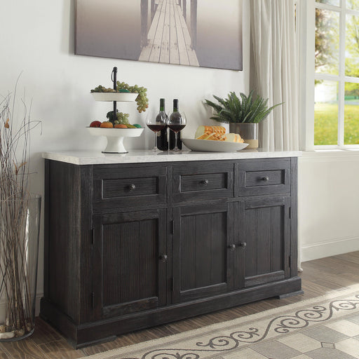 Nolan White Marble & Salvage Dark Oak Server - Imperial Furniture (Las Vegas, NV) - Multi Location