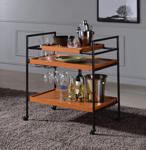 Oaken Honey Oak & Black Serving Cart - Imperial Furniture (Las Vegas, NV) - Multi Location