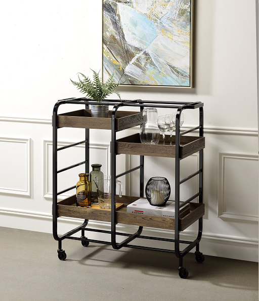 Vorrik Black & Walnut Serving Cart - Imperial Furniture (Las Vegas, NV) - Multi Location