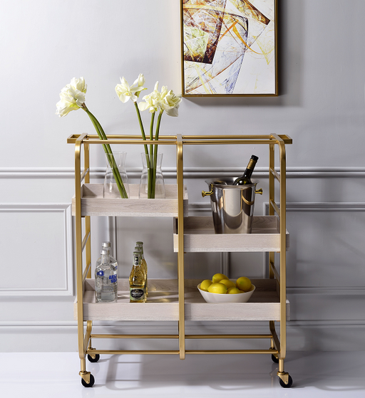 Vorrik Gold & White-Washed Serving Cart - Imperial Furniture (Las Vegas, NV) - Multi Location