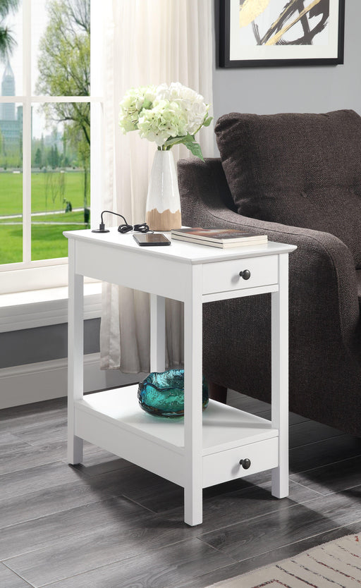Byzad White Side Table (USB Charging Dock) - Imperial Furniture (Las Vegas, NV) - Multi Location