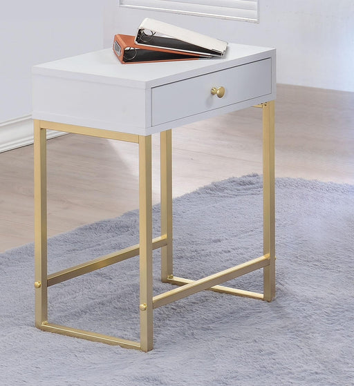 Coleen White & Brass Side Table - Imperial Furniture (Las Vegas, NV) - Multi Location