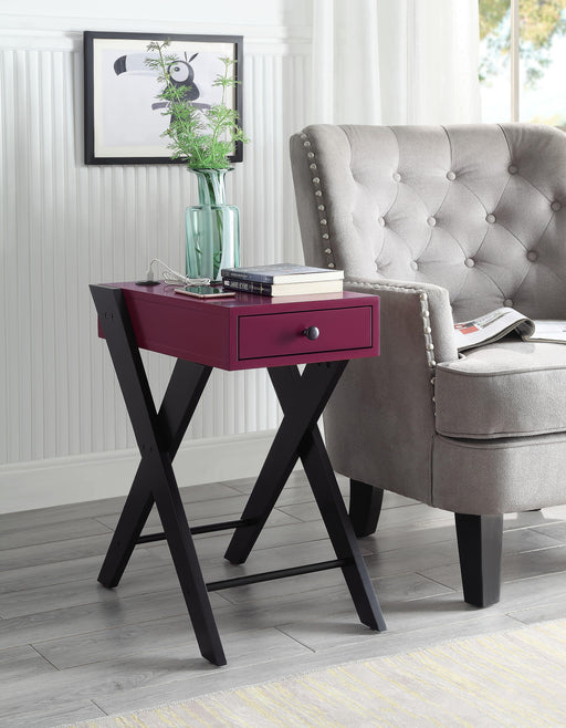 Fierce Burgundy & Black Side Table (USB Charging Dock) - Imperial Furniture (Las Vegas, NV) - Multi Location