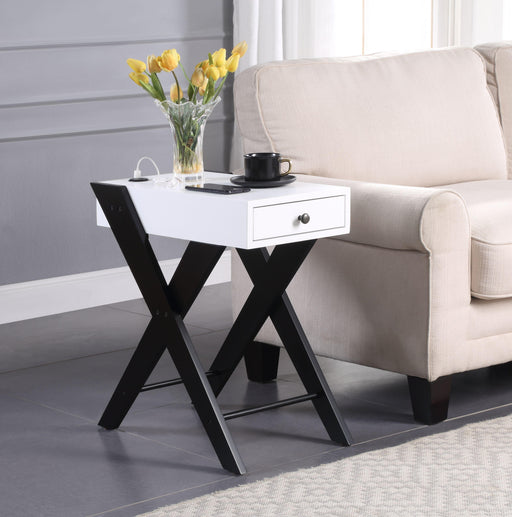 Fierce White & Black Side Table (USB Charging Dock) - Imperial Furniture (Las Vegas, NV) - Multi Location