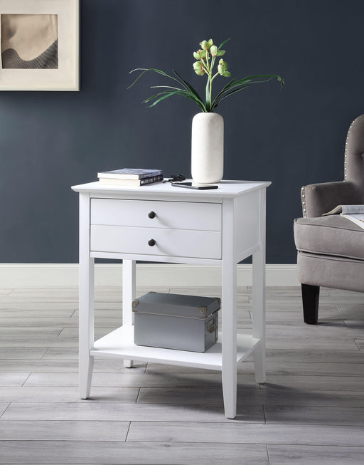 Grardor White Side Table (USB Charging Dock) - Imperial Furniture (Las Vegas, NV) - Multi Location