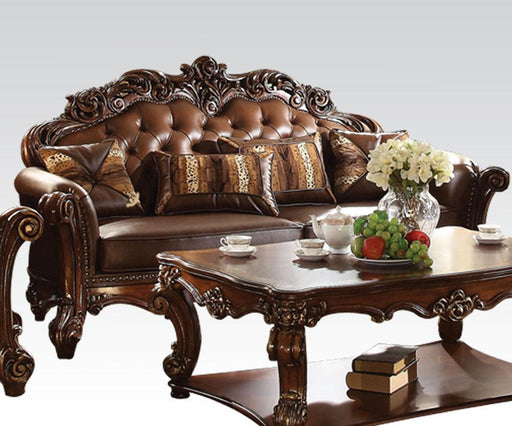 Acme Vendome Stationary Sofa with 3 Pillows in Cherry 52001 - Imperial Furniture (Las Vegas, NV) - Multi Location