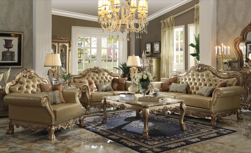 Dresden Bone PU & Gold Patina Sofa w/4 Pillows - Imperial Furniture (Las Vegas, NV) - Multi Location
