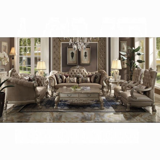 Dresden Bone Velvet & Gold Patina Sofa w/7 Pillows - Imperial Furniture (Las Vegas, NV) - Multi Location