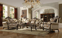 Latisha Tan, Pattern Fabric & Antique Oak Sofa w/6 Pillows - Imperial Furniture (Las Vegas, NV) - Multi Location