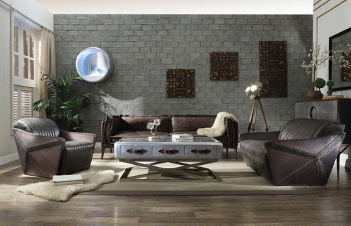 Porchester Distress Chocolate Top Grain Leather Sofa - Imperial Furniture (Las Vegas, NV) - Multi Location