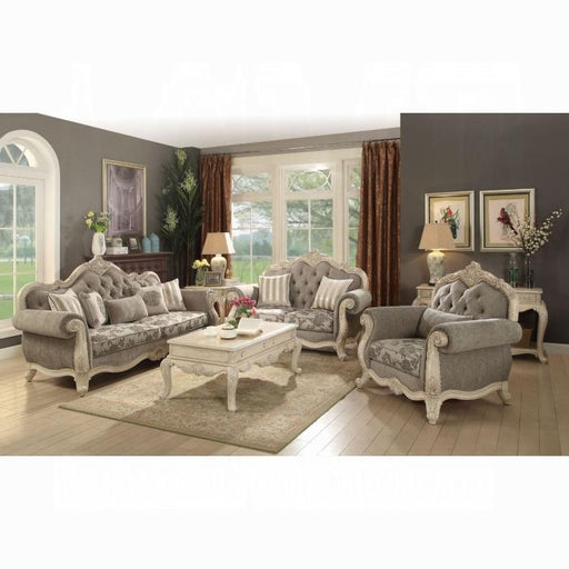 Ragenardus Gray Fabric & Antique White Sofa w/5 Pillows - Imperial Furniture (Las Vegas, NV) - Multi Location