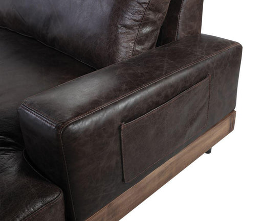 Silchester Oak & Distress Chocolate Top Grain Leather Sofa - Imperial Furniture (Las Vegas, NV) - Multi Location