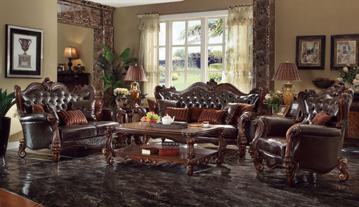 Versailles 2-Tone Dark Brown PU & Cherry Oak Sofa w/7 Pillows - Imperial Furniture (Las Vegas, NV) - Multi Location