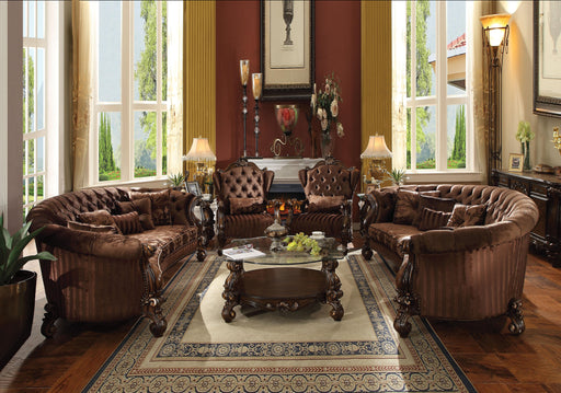 Versailles Brown Velvet & Cherry Oak Sofa w/5 Pillows - Imperial Furniture (Las Vegas, NV) - Multi Location