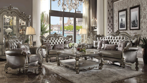 Versailles Silver PU & Antique Platinum Sofa w/6 Pillows - Imperial Furniture (Las Vegas, NV) - Multi Location