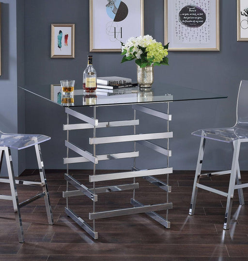 Acme Furniture Nadie Square Counter Height Table in Chrome 72590 - Imperial Furniture (Las Vegas, NV) - Multi Location