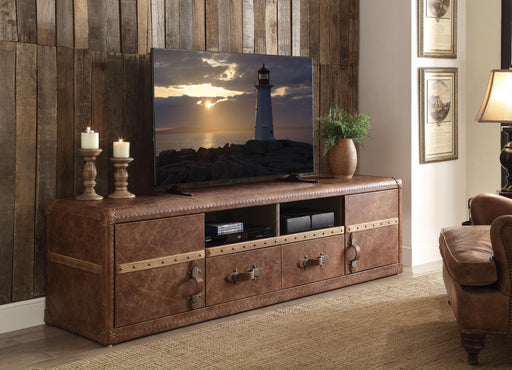 Aberdeen Retro Brown Top Grain Leather TV Stand - Imperial Furniture (Las Vegas, NV) - Multi Location