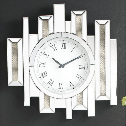 Lavina Mirrored & Faux Diamonds Wall Clock - Imperial Furniture (Las Vegas, NV) - Multi Location