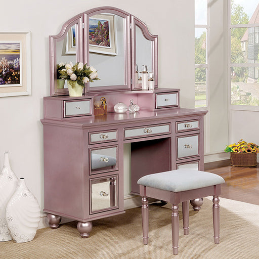 TRACY Rose Gold Vanity w/ Stool - Imperial Furniture (Las Vegas, NV) - Multi Location