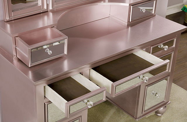 TRACY Rose Gold Vanity w/ Stool - Imperial Furniture (Las Vegas, NV) - Multi Location