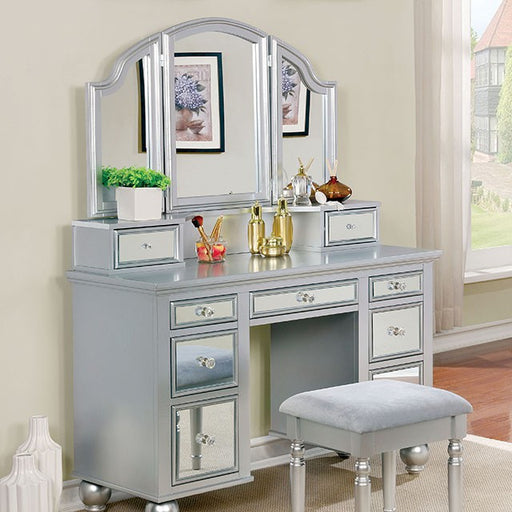 TRACY Silver Vanity w/ Stool - Imperial Furniture (Las Vegas, NV) - Multi Location