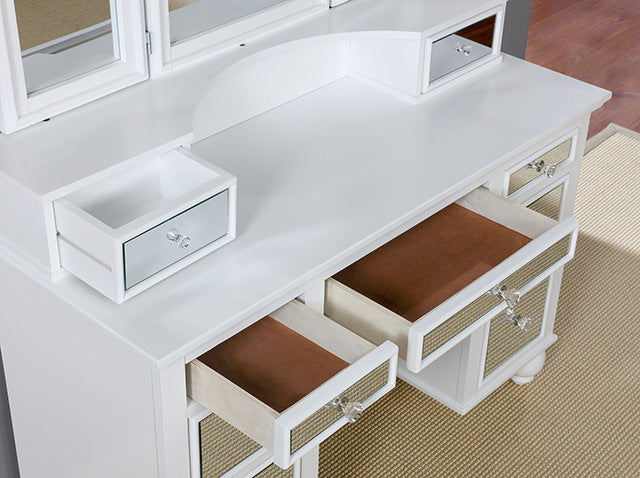 TRACY White Vanity w/ Stool - Imperial Furniture (Las Vegas, NV) - Multi Location