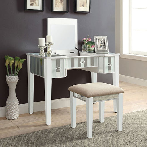 Joyce White Vanity w/ Stool - Imperial Furniture (Las Vegas, NV) - Multi Location
