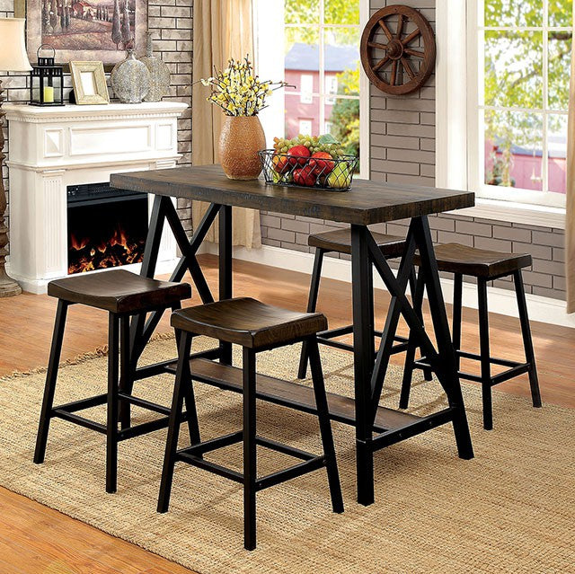 Lainey Weathered Medium Oak/Black Counter Ht. Table - Imperial Furniture (Las Vegas, NV) - Multi Location
