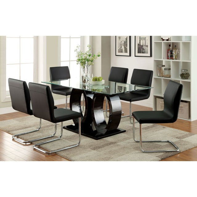 Lodia 7 Pc Dining Table Set Black - Imperial Furniture (Las Vegas, NV) - Multi Location