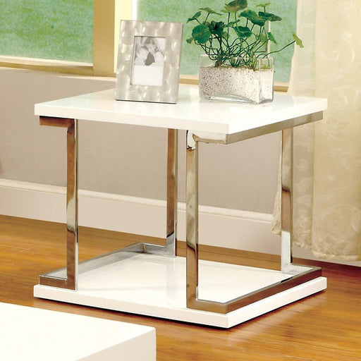 MEDA White/Chrome End Table, White - Imperial Furniture (Las Vegas, NV) - Multi Location