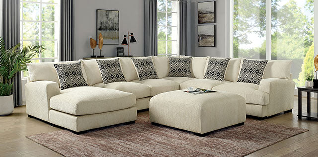 Kaylee U-Sectional w/ Left Chaise + Ottoman Beige - Imperial Furniture (Las Vegas, NV) - Multi Location