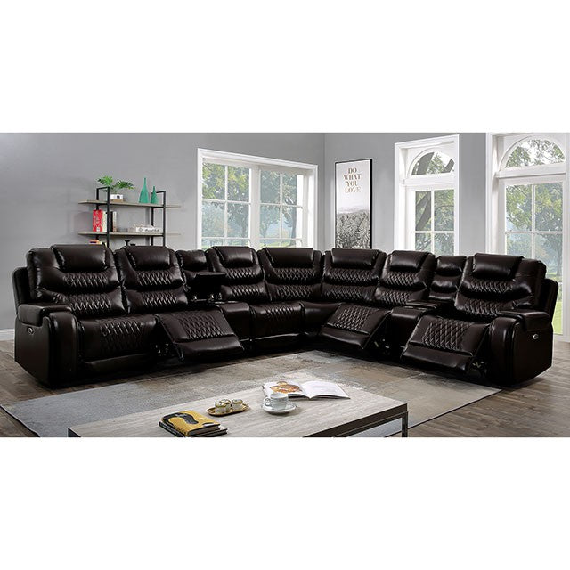 Mariah Power Sectional w/ Recliner Brown - Imperial Furniture (Las Vegas, NV) - Multi Location