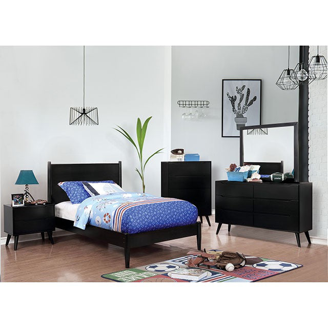 Lennart Bed Oak, Black, Gray, & White - Imperial Furniture (Las Vegas, NV) - Multi Location